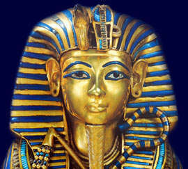 Mask of Tutankhamen with the Uraeus cobra 