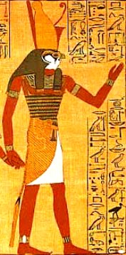 Picture of Horus and his name in hieroglyphs