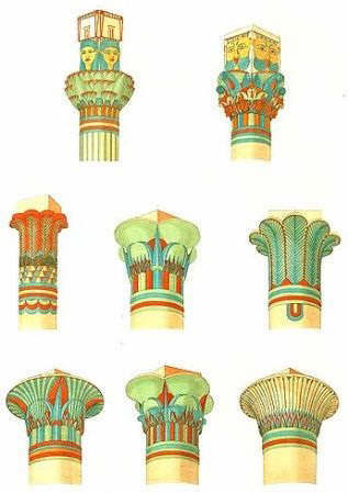 Pictures of the Lotus decorating the capitals of Egyptian Pillars