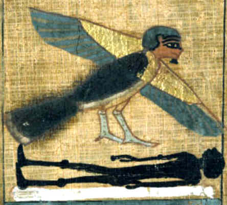 The Ba, part of the soul represented by a bird with a human head