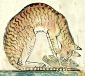 Tomb painting of a domestic cat eating a fish